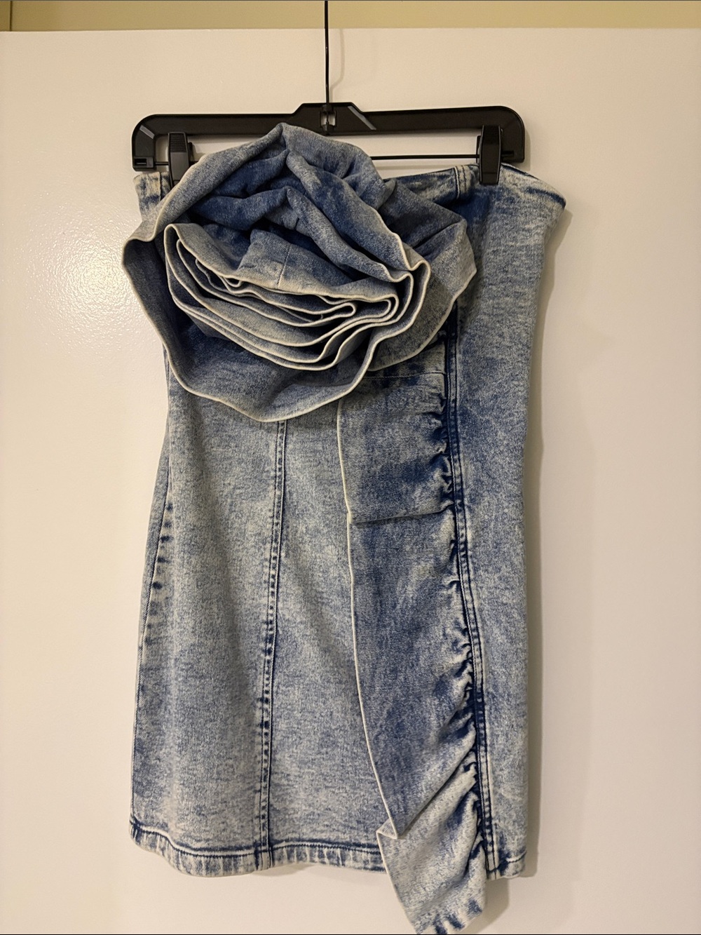 BRAND NEW! Denim dress with Ruffled Waistband - Acid Wash Blue